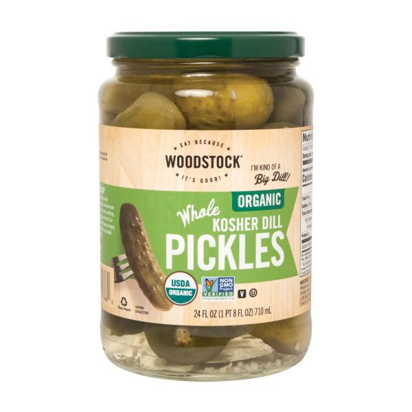 Woodstock Organic Kosher Whole Dill Pickles - Case Of 6 - 24 Oz on Sale