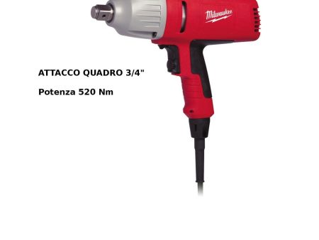 MILWAUKEE IPWE 520 RQ AVVITATORE ELETTRICO AD IMPULSO ATT.3 4  potenza 520 Nm Hot on Sale